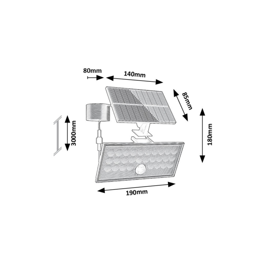 Rabalux - Reflektor solarny LED z czujnikiem LED/8W/3,7V 1800mAh IP65 + pilot zdalnego sterowania