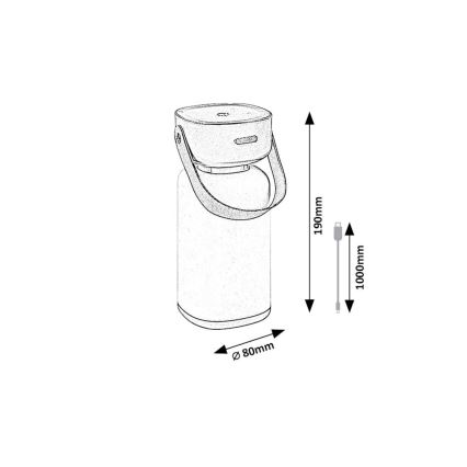 Rabalux - LED Zewnętrzna akumulatorowa ściemnialna dotykowa lampa stołowa LED/3W/5V IP44 brązowy