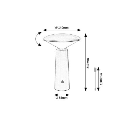 Rabalux - LED Ściemnialna akumulatorowa dotykowa lampa stołowa POLPERRO LED/3W/3,7V 1200mAh biała