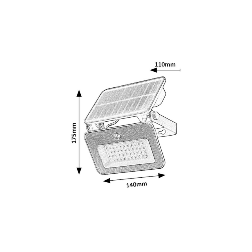 Rabalux - LED Solarny naświetlacz z czujnikiem LED/6W/3,7V 3000/4000/6500K IP65