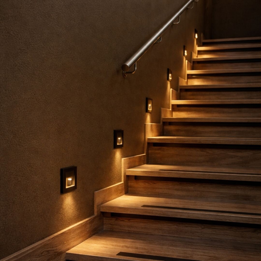 Rabalux - LED oprawa schodowa z czujnikiem ruchu i zmierzchu LED/1W/230V 3000/4500/6500K czarna