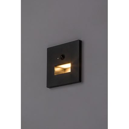 Rabalux - LED oprawa schodowa z czujnikiem ruchu i zmierzchu LED/1W/230V 3000/4500/6500K czarna