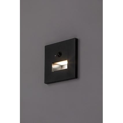 Rabalux - LED oprawa schodowa z czujnikiem ruchu i zmierzchu LED/1W/230V 3000/4500/6500K czarna