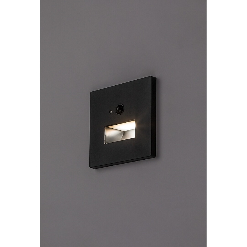 Rabalux - LED oprawa schodowa z czujnikiem ruchu i zmierzchu LED/1W/230V 3000/4500/6500K czarna