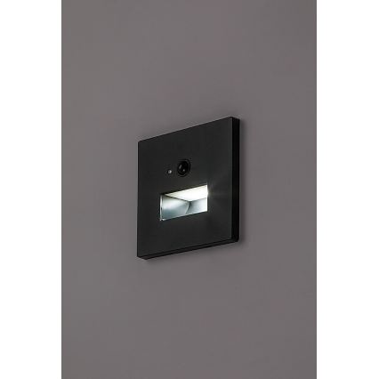 Rabalux - LED oprawa schodowa z czujnikiem ruchu i zmierzchu LED/1W/230V 3000/4500/6500K czarna