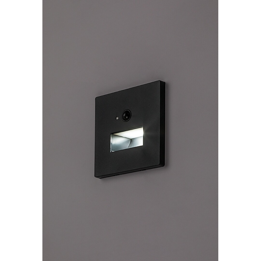 Rabalux - LED oprawa schodowa z czujnikiem ruchu i zmierzchu LED/1W/230V 3000/4500/6500K czarna