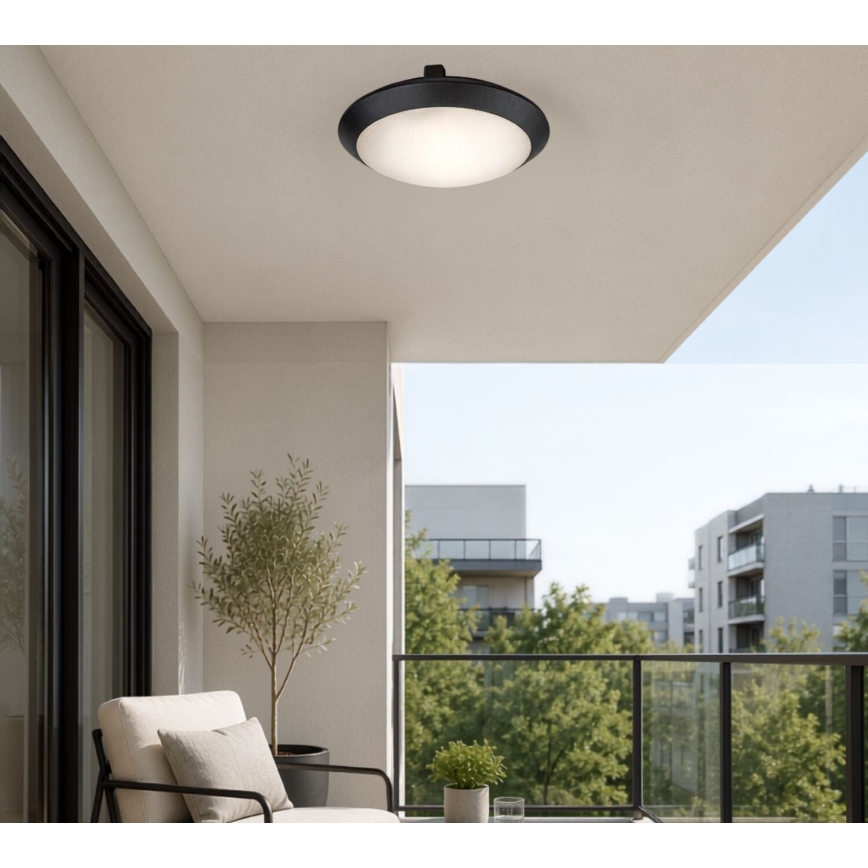 Rabalux - Zewnętrzna lampa sufitowa z czujnikiem ruchu 1xE27/9W/230V IP65 śr. 30 cm czarna