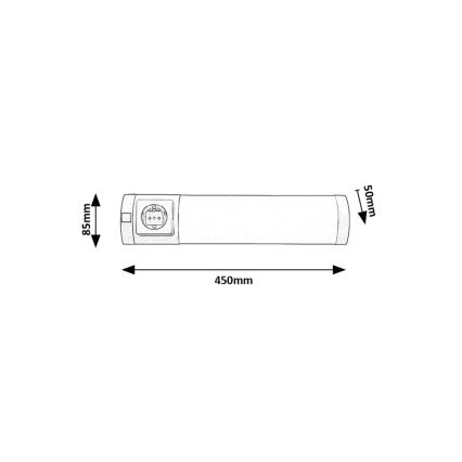 Rabalux - LED Oświetlenie blatu kuchennego z gniazdem LED/5W/230V 4000K 45 cm matowy chrom