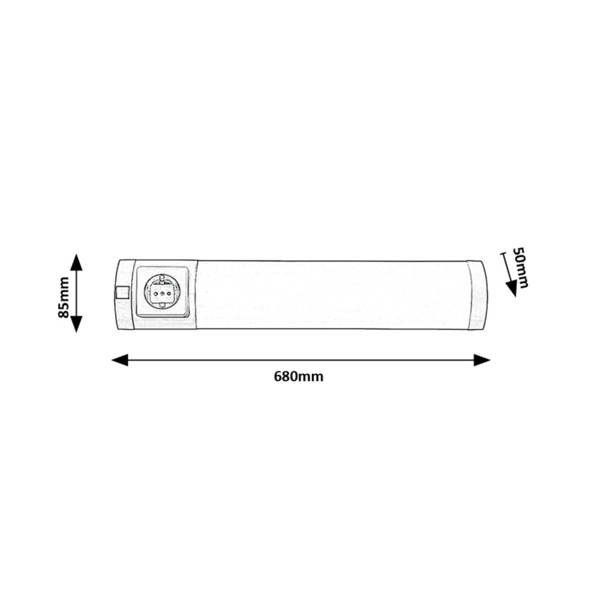 Rabalux - LED Oświetlenie blatu kuchennego z gniazdem LED/8W/230V 4000K 68 cm matowy chrom