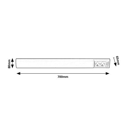 Rabalux - LED Oświetlenie blatu kuchennego z 2 gniazdami LED/15W/230V 4000K 70 cm białe