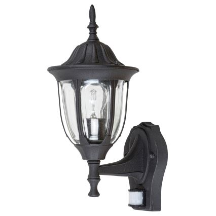 Kinkiet zewnętrzny z czujnikiem 1xE27/60W/230V IP43 czarny