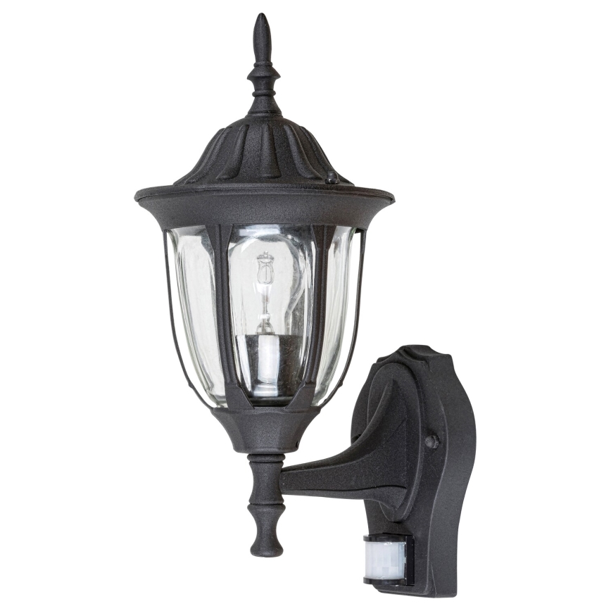 Kinkiet zewnętrzny z czujnikiem 1xE27/60W/230V IP43 czarny