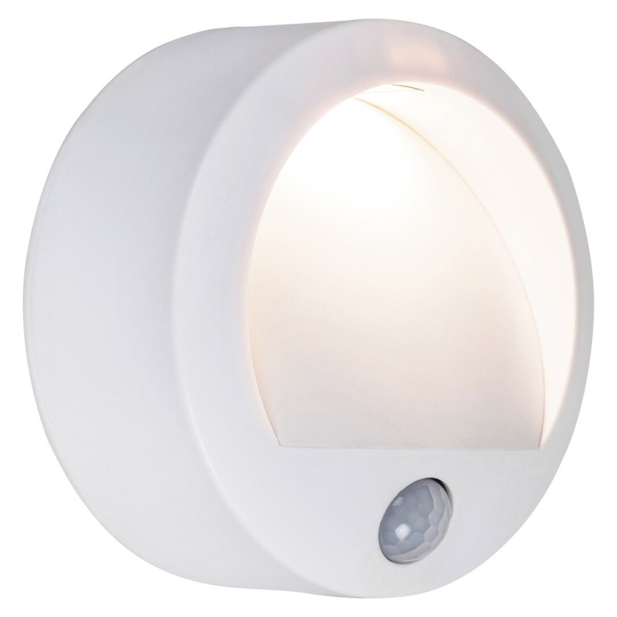 LED Kinkiet zewnętrzny z czujnikiem LED/1,5W/3xAA IP44 bílá