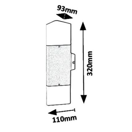 Rabalux 7989 - Kinkiet zewnętrzny ZADAR 2xE27/15W/230V IP44
