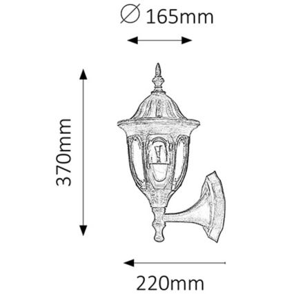 Rabalux - Zewnętrzna lampa ścienna 1xE27/60W/230V IP43 złota/patyna/czarna