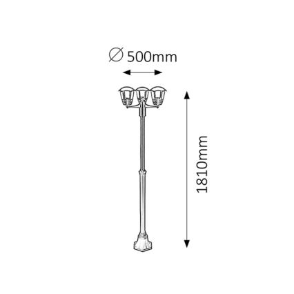 Rabalux - Lampa zewnętrzna 3xE27/60W/230V IP44 1,81 m