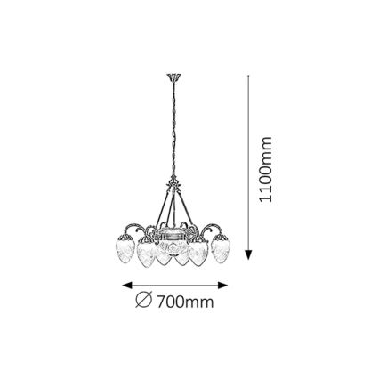 Rabalux 8636 - Żyrandol na łańcuchu ANNABELLA 6xE14/40W+2xE27/60W
