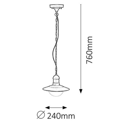 Rabalux - Zewnętrzna lampa wisząca 1xE27/60W czarna IP44