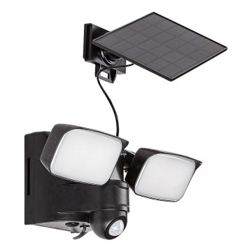 Rabalux - Elastyczna lampa ścienna LED solarna z czujnikiem i zewnętrznym panelem 2xLED/5W/3,7V IP54 czarna 600 mAh