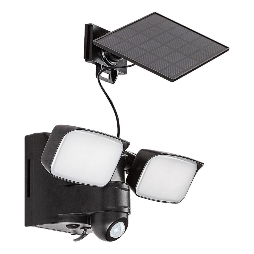 Rabalux - Elastyczna lampa ścienna LED solarna z czujnikiem i zewnętrznym panelem 2xLED/5W/3,7V IP54 czarna 600 mAh