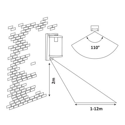 Rabalux - Kinkiet zewnętrzny z czujnikiem 1×E27/60W/230V IP44