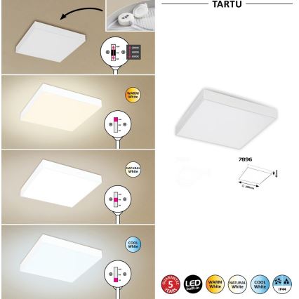 Rabalux - Plafon LED/24W/230V 2800-6000K IP44 biały 30x30 cm