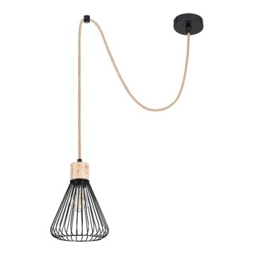 Rabalux - Lampa wisząca na linkę 1xE27/40W/230V czarny/buk