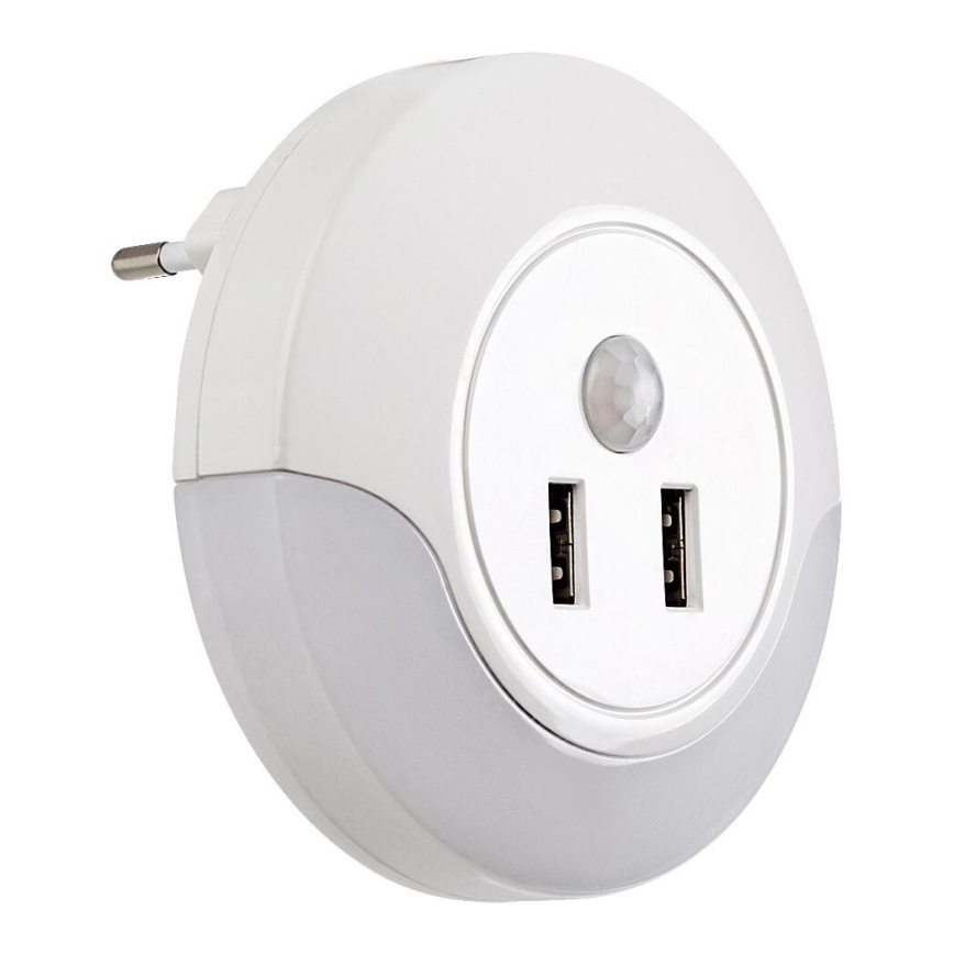 Rabalux - LED lampka nocna do gniazdka z czujnikiem 2xUSB LED/13,9W/230V 3000K