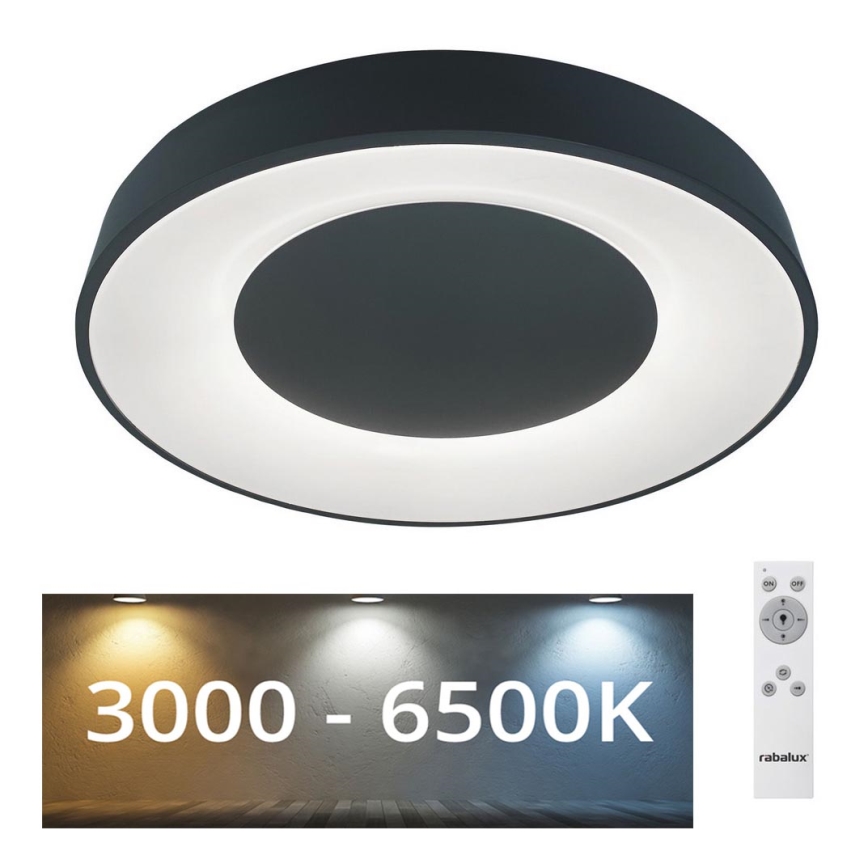 Rabalux - LED Plafon ściemnialny LED/38W/230V czarny 3000-6500K + zdalne sterowanie śr. 48 cm