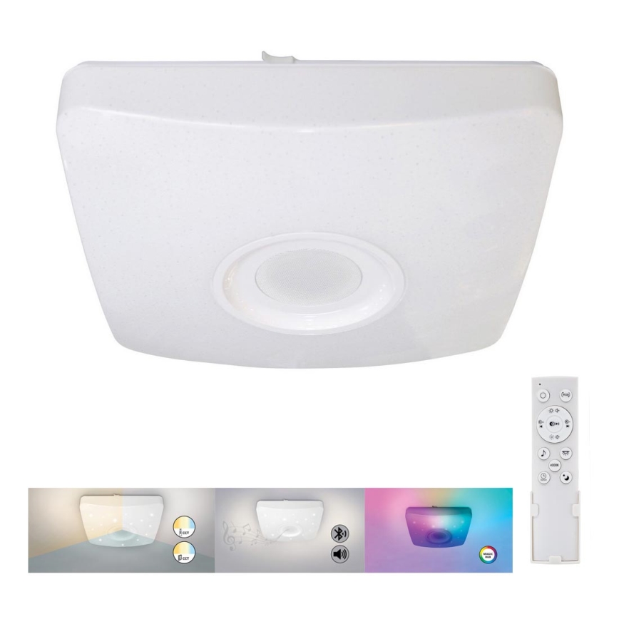 Rabalux - LED RGB ściemnialna lampa sufitowa z głośnikiem, LED/18W/230V 3000-6000K Bluetooth + pilot 36,5x36,5 cm