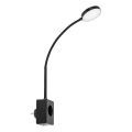 Rabalux - LED ściemniana lampa ścienna LED/4W/230V z portem USB do gniazdka 3000/4000/6000K czarna