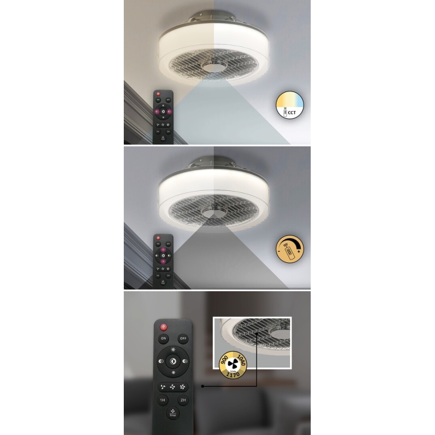 Rabalux - LED Ściemniana lampa sufitowa z wentylatorem LED/30W/230V + pilot 3000-6000K