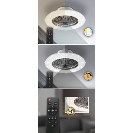 Rabalux - LED Ściemniana lampa sufitowa z wentylatorem LED/30W/230V + pilot 3000-6500K