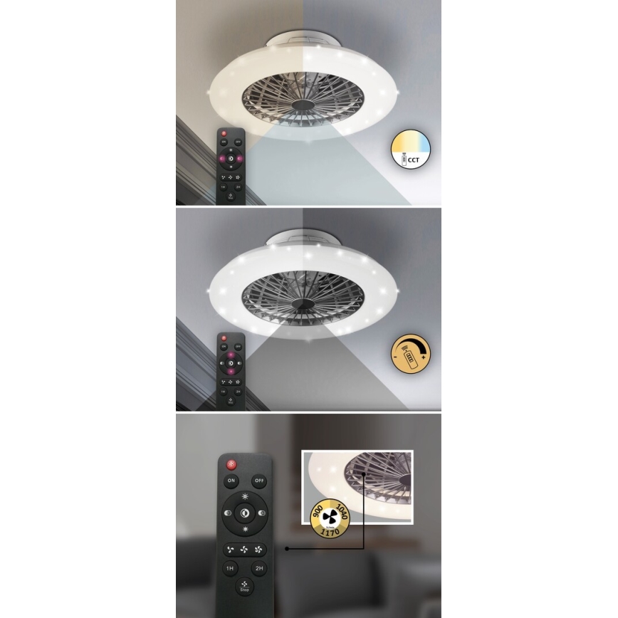 Rabalux - LED Ściemniana lampa sufitowa z wentylatorem LED/30W/230V + pilot 3000-6500K