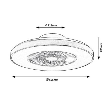 Rabalux - LED Ściemniana lampa sufitowa z wentylatorem LED/40W/230V + pilot 3000-6500K