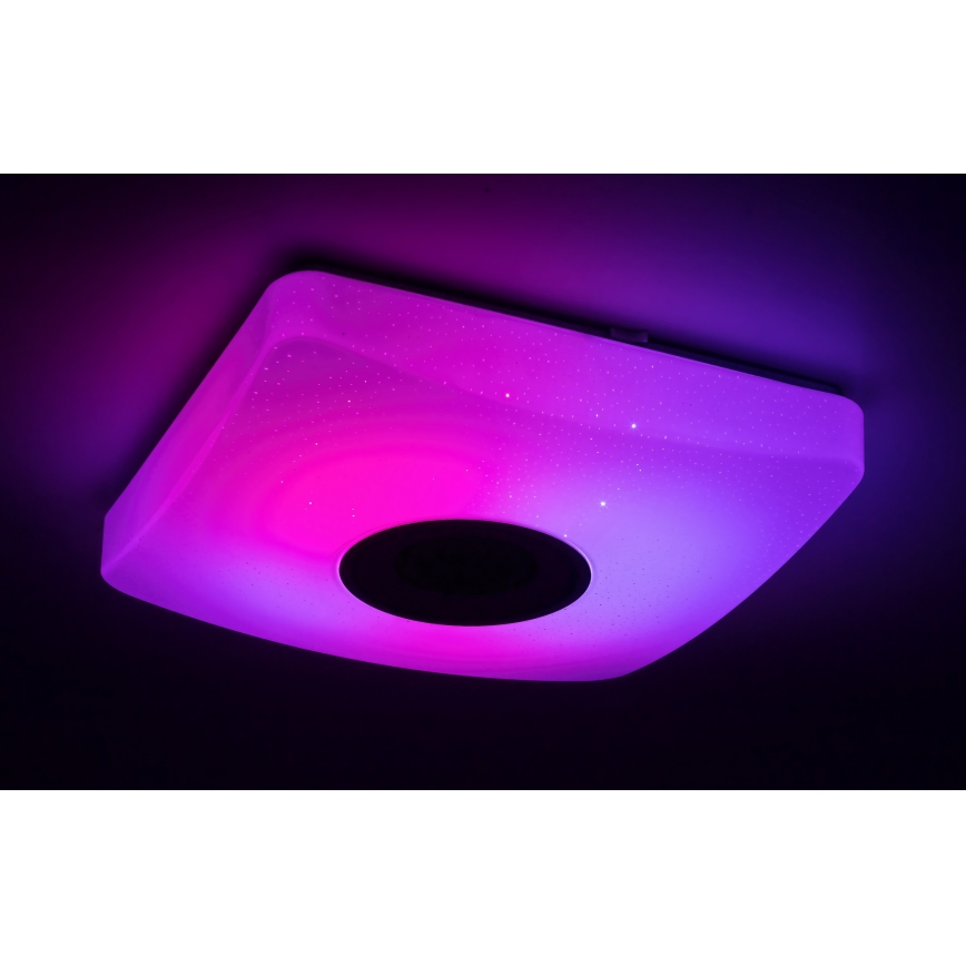 Rabalux - LED RGB ściemnialna lampa sufitowa z głośnikiem, LED/18W/230V 3000-6000K Bluetooth + pilot 36,5x36,5 cm