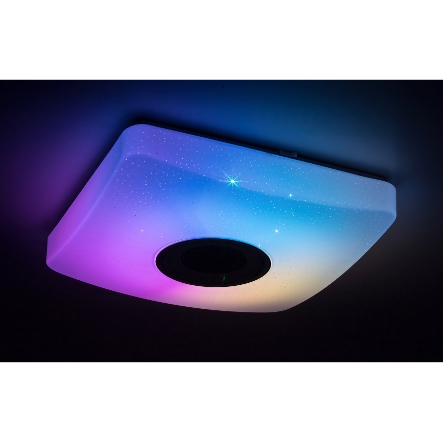 Rabalux - LED RGB ściemnialna lampa sufitowa z głośnikiem, LED/18W/230V 3000-6000K Bluetooth + pilot 36,5x36,5 cm