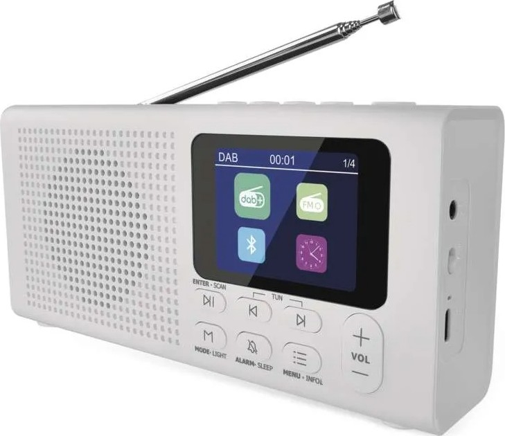 Radio DAB DAB+ FM 3W/5V/4xAA biały