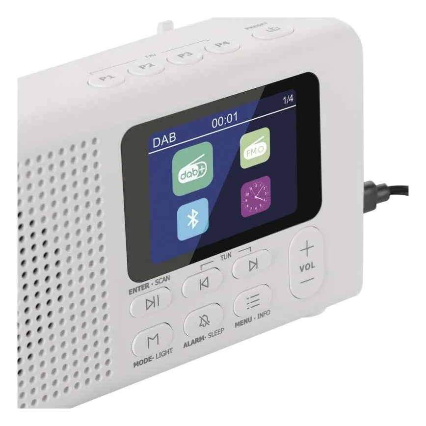 Radio DAB DAB+ FM 3W/5V/4xAA biały