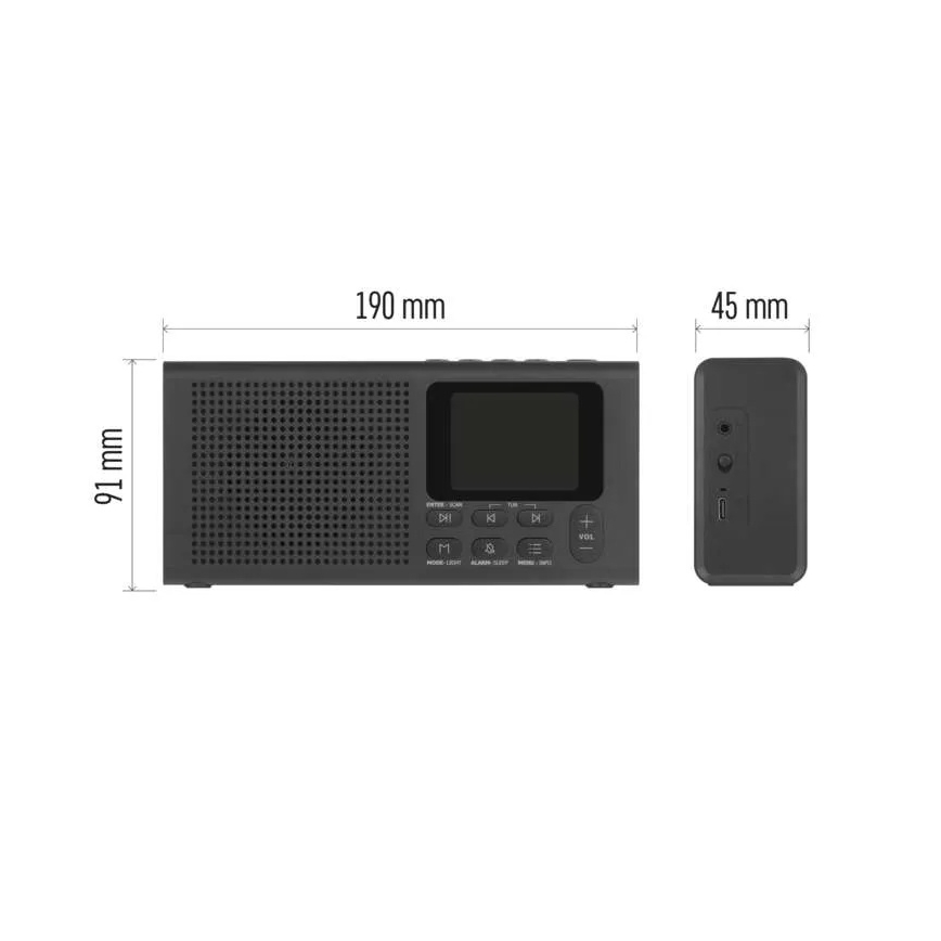 Radio DAB DAB+ FM 3W/5V/4xAA czarny