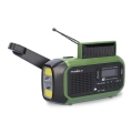 Radio DAB+/FM z korbką, panelem słonecznym i latarką LED 5V/2500 mAh zielony/czarny