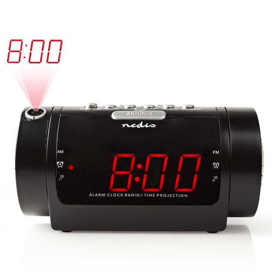 Radiobudzik z wyświetlaczem LED i projektorem 230V