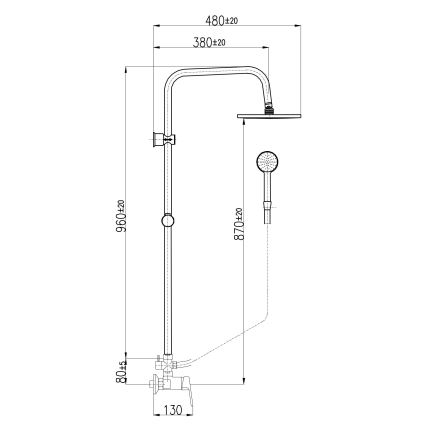 RAV Slezák CO182.5/7 - Zestaw prysznicowy z baterią COLORADO, chrom błyszczący