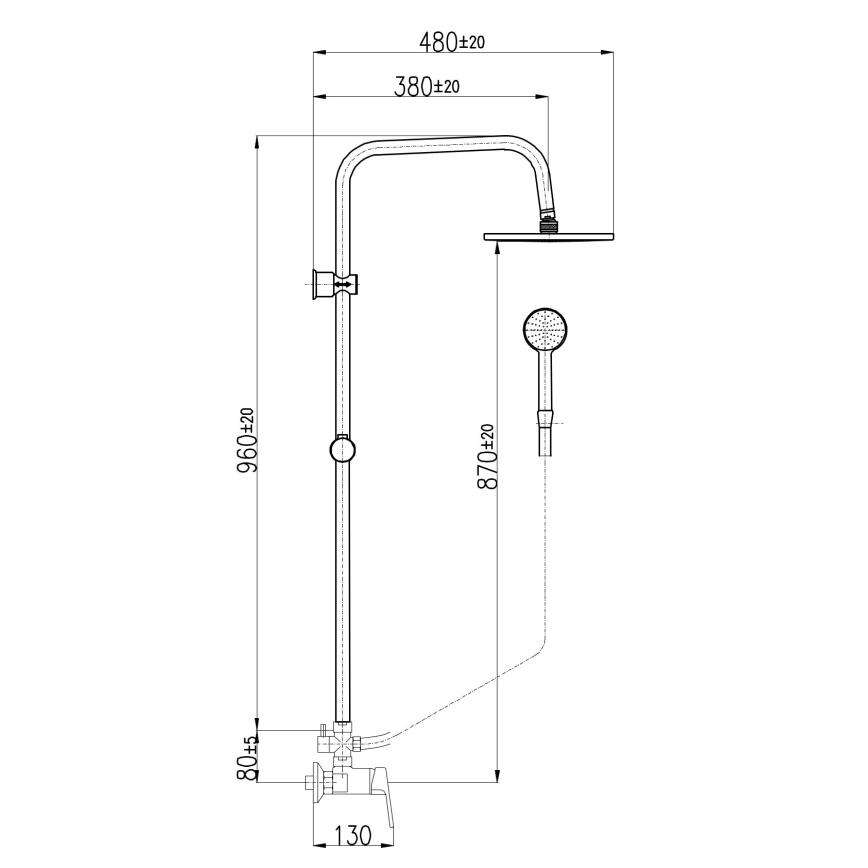 RAV Slezák CO182.5/7 - Zestaw prysznicowy z baterią COLORADO, chrom błyszczący