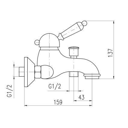 RAV Slezák L554.5CMAT - Bateria wannowa LABE RETRO 13,7 cm, czarny mat