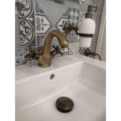 RAV Slezák MK128.0SM - Bateria umywalkowa MORAVA RETRO 16 cm, postarzany mosiądz