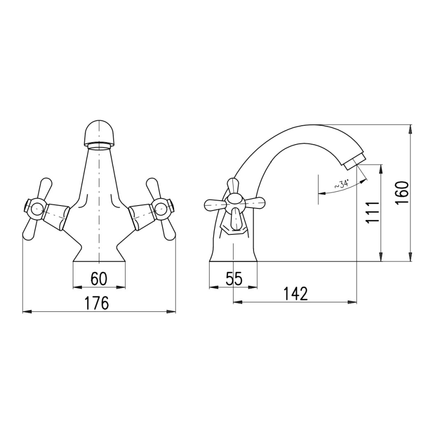 RAV Slezák MK128.0SM - Bateria umywalkowa MORAVA RETRO 16 cm, postarzany mosiądz