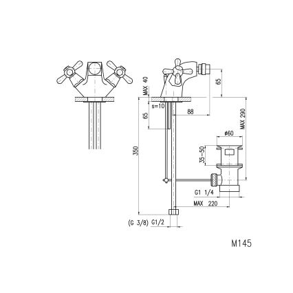 RAV Slezák MK145.0 - bateria bidetowa + odpływ MORAVA 6,5 cm chrom błyszczący