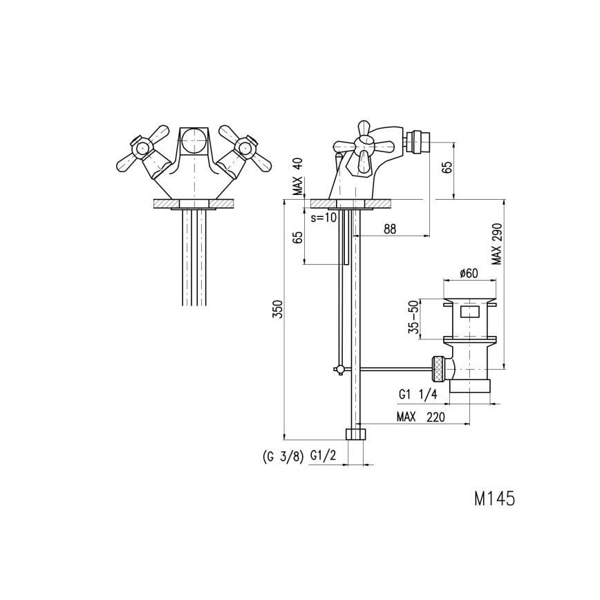 RAV Slezák MK145.0 - bateria bidetowa + odpływ MORAVA 6,5 cm chrom błyszczący
