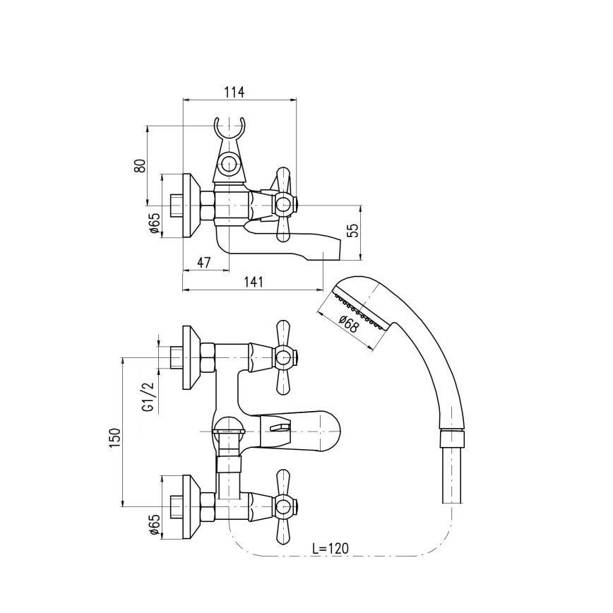 RAV Slezák MK154.5/1 - zestaw wannowy z baterią MORAVA, chrom błyszczący